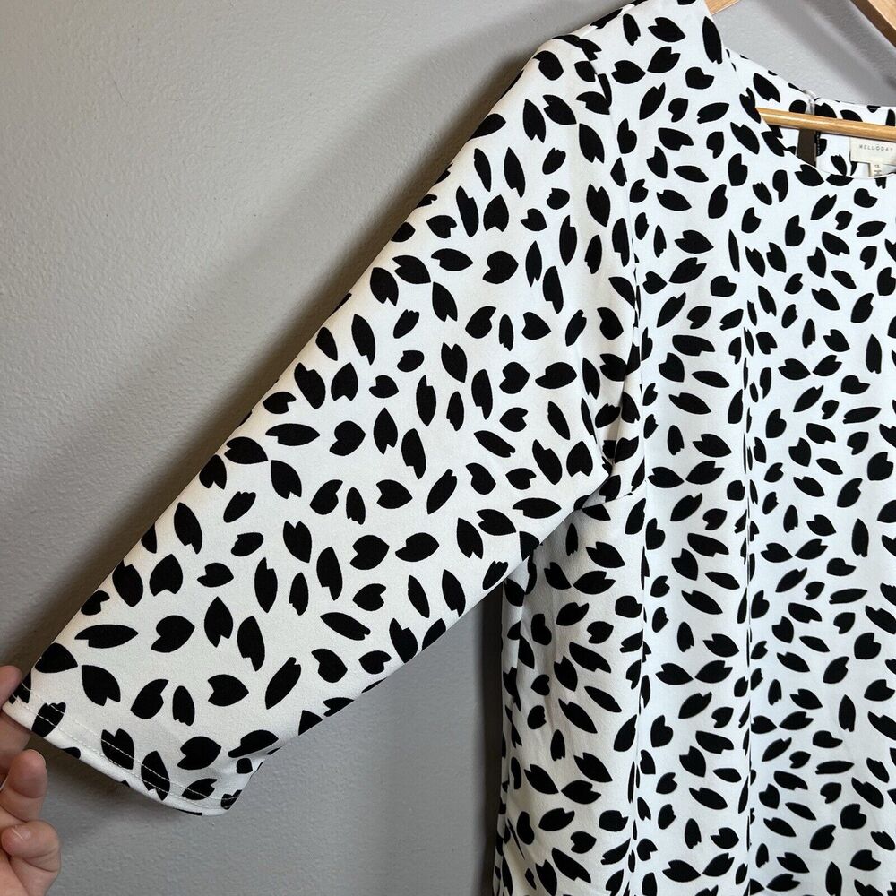 MELLODAY Blouse Women's Size 1X White & Black Office Professional Career - Picture 3 of 7
